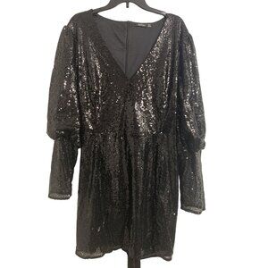 Boohoo Puff Sleeve Sequin Cocktail Mini Dress Size‎ 20